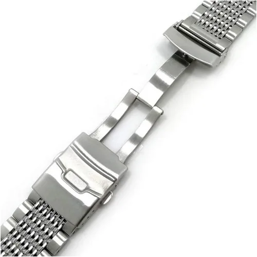 Miniatura 3 de Correa de acero inoxidable de doble bloqueo de metal correa de reloj de hebilla de despliegue de 0.787in-0.945in
