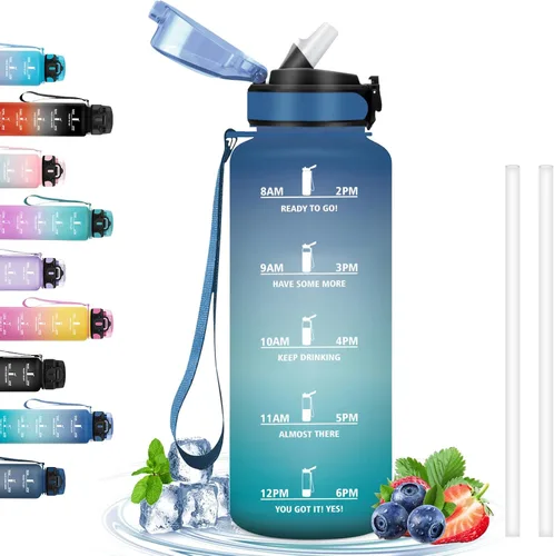 Miniatura 39 de Botella de agua – 16.9 fl oz – Botella de agua para niños, botella de sorbete a prueba de fugas, botella deportiva con marcador de tiempo, botella