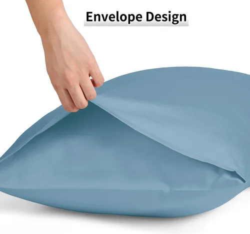 Miniatura 5 de Warmstar - Juego de 2 fundas de almohada de algodón tamaño estándar, 600 hilos, fundas de 20 x 26 pulgadas, algodón suave de fibra larga Placid Blue