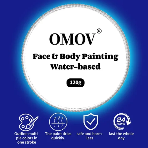 Miniatura 4 de Pintura facial blanca de 4.23 onzas (4.23 onzas), no tóxica, kit de pintura facial activada por agua para niños y adultos, paleta de pintura facial