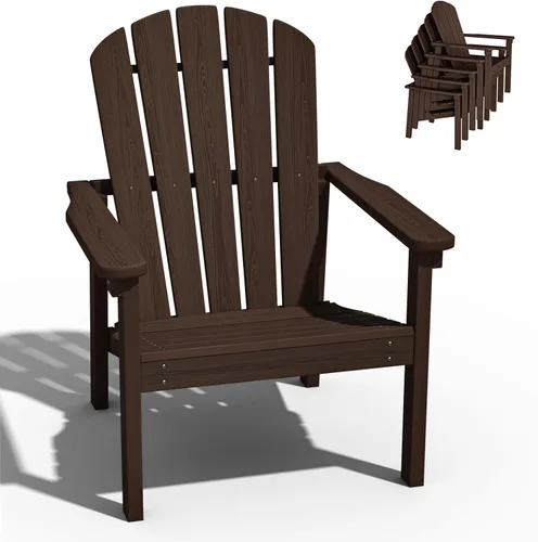 Miniatura 13 de nevilywood Sillas Adirondack compactas apilables, sillas de patio de polietileno de alta densidad de 26.3 pulgadas de ancho, duraderas, diseño que