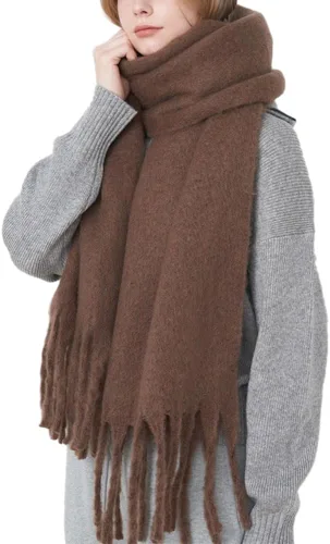 Miniatura 128 de Bufanda grande y gruesa de gran tamaño, esponjosas, de lana grande, gruesa, cálida para invierno