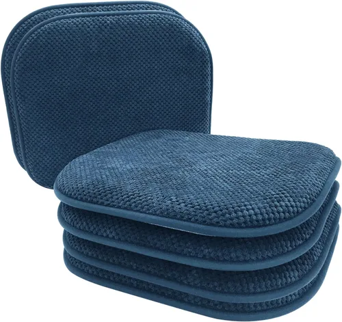 Miniatura 30 de Cojines de asiento de espuma marrón para sillas de cocina, almohadillas para sillas de comedor, paquete de 6 cojines antideslizantes para asientos