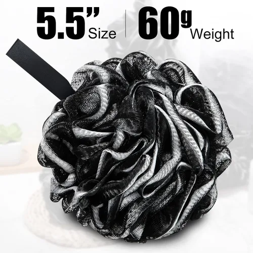 Miniatura 3 de Shellwei 32 esponjas de baño a granel de esponja de ducha a granel de 2.16 oz para hombres, negro grande de carbón, esponja de ducha de malla
