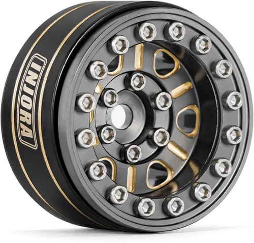 Miniatura 2 de INJORA Rueda Beadlock de latón 1.0 - Ruedas de desplazamiento negativo de 0.124 in para 1/18 TRX4M SCX24 Gladiator Bronco C10 JLU Deadbolt Axial gris