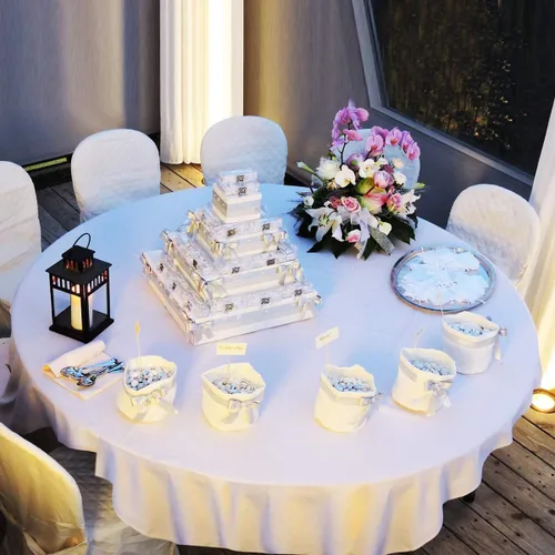 Miniatura 8 de Giantex Mantel redondo de poliéster de alta calidad, lavable a máquina, duradero, para recepción, restaurante, banquete, fiesta