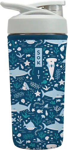 Miniatura 18 de Sok It BotlSok Botella Mezcladora de Proteínas con Funda Aislante de Neopreno (Floral Abstracto, Se Ajusta a Mezcladoras de 24oz)