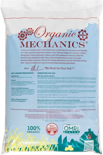 Miniatura 2 de Organic Mechanics Puros cascos de arroz, 2 pies cúbicos - Alternativa sostenible a la perlita - Mejora el drenaje, la porosidad y el espacio de aire
