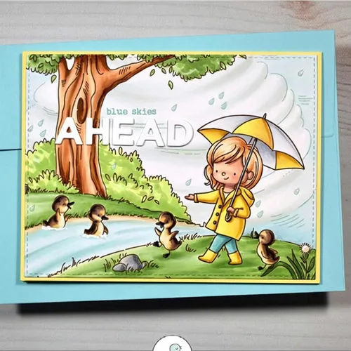 Miniatura 4 de Rainy Girl - Juego de sellos y troqueles transparentes para hacer tarjetas, plantillas cortadas para álbumes de recortes, álbum de fotos, papel