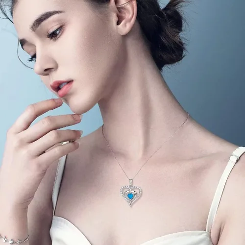 Miniatura 2 de supermodel Cross Birthstone Necklace for Women 925 Sterling Silver Birthstone Heart Pendant Necklace Jewelry Birthday Gifts for Girls Mom Daughter