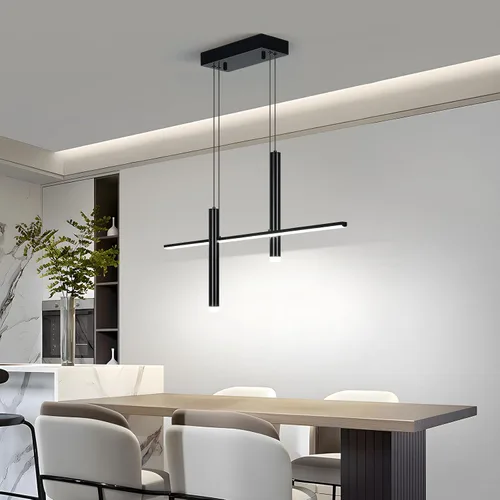 Miniatura 2 de Moderna lámpara colgante lineal LED con focos duales, regulable, 6000 K, luces colgantes de isla de cocina, candelabros negros chapados en isla