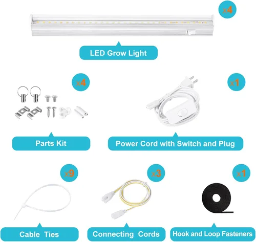 Miniatura 7 de Hywymlait T5 - Luces de cultivo para plantas de interior, espectro completo de 5000 K, lámpara LED de cultivo de 1 pie, tiras de luz de cultivo