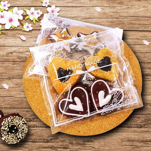 Miniatura 4 de 200 bolsas de celofán transparentes con lazo de encaje, bolsa de celofán, bolsa de regalo de fiesta para panadería, dulces, galletas A Hecho a mano