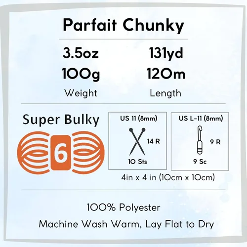 Miniatura 4 de Premier Yarns Parfait Chunky Mushroom 1150-41 (6 madejas - mismo lote de tinte) Peso S Bulky #6 Hilo de poliéster para ganchillo y punto con bolsa