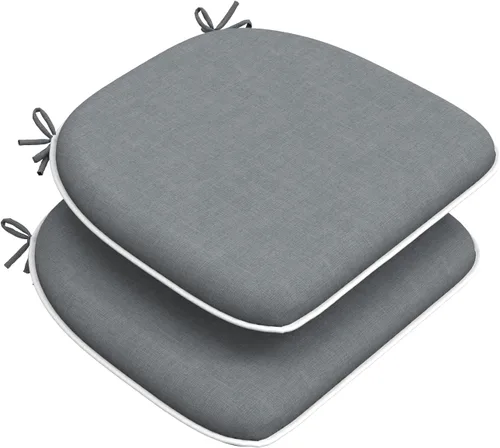 Miniatura 23 de DYTXIII Juego de 2 cojines para sillas de exterior con lazos, almohadillas repelentes al agua para sillas de patio de 17 x 16 pulgadas para muebles