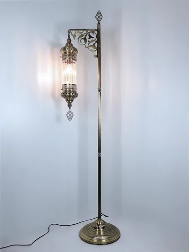 Miniatura 5 de DEMMEX Lámpara de pie vintage estilo época otomana marroquí turca, cuerpo de metal de latón antiguo, vidrio Pyrex inastillable, 5.5 pies - 65.0 in