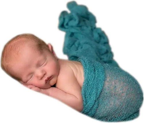 Miniatura 8 de Newborn Photography Props Wrap Stretch Long Ripple Blanket Yarn Baby Photo Props Boy Girl Cloth Fabric Layer Azul Oscuro