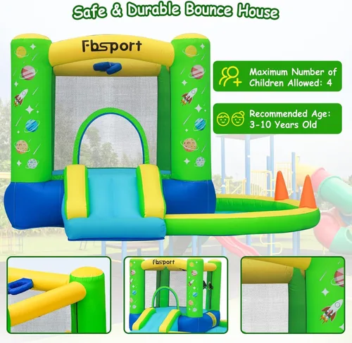 Miniatura 6 de FBSPORT Castillo inflable para niños, tobogán de castillo de rebote para interiores y exteriores, castillo inflable para niños pequeños, casa