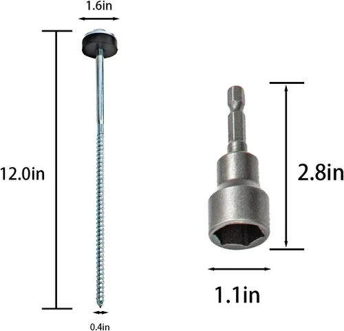 Miniatura 3 de 15 estacas perforables para tienda de campaña de 12 pulgadas Clavijas hexagonales Anclajes metálicos resistentes para tienda de campaña y picos