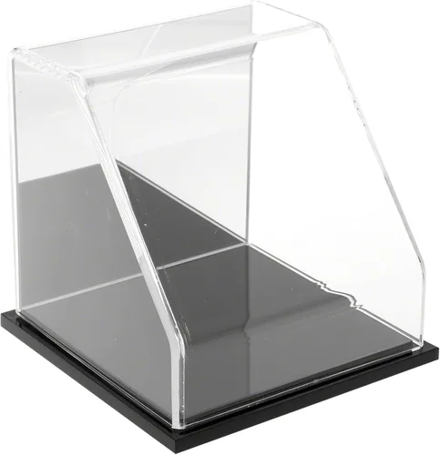Miniatura 6 de Plymor Vitrina frontal inclinada de acrílico transparente con base de madera dura, 6 "x 6" x 6