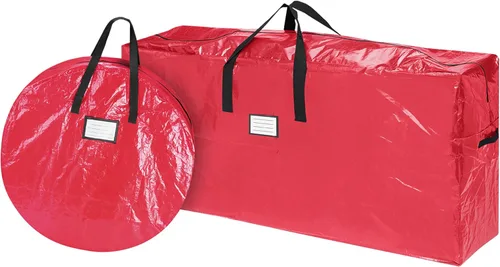 Elf Stor - Bolsas de almacenamiento para árbol de Navidad y coronas, juego de 2 unidades, para árboles artificiales de 9 pies y coronas navideñas de