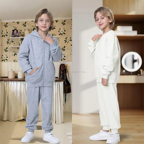 Miniatura 2 de UNACOO Pantalones deportivos de tela deportiva suave para niños y niñas (de 3 a 12 años)