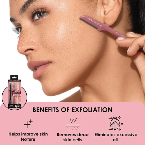 Miniatura 4 de JAPONESQUE Maquinillas de afeitar faciales Dermaplaner de precisión: juego de 2 unidades, 6 piezas, maquinillas de afeitar de cejas y cabello facial