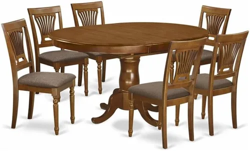 Miniatura 9 de East West Furniture POPL7-SBR-W - Juego de 7 piezas compuesto por una mesa ovalada de madera con hoja de mariposa y 6 sillas de comedor, 42 x 60