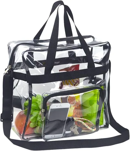 Miniatura 8 de Clearworld Bolsa transparente aprobada para estadios, transparente de 12 x 12 x 6 pulgadas, con bolsa frontal para accesorios para viajes, gimnasio