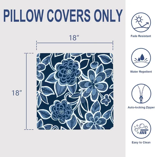 Miniatura 344 de Juego de 2 almohadas para exteriores de 16 x 16 pulgadas, repelentes al agua con interiores, para muebles de patio, hogar, jardín, geometría bohemia