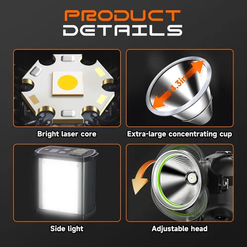 Miniatura 6 de Linterna frontal LED dividida recargable de alta potencia, con cargador y diseño impermeable, batería de larga duración, adecuada para caza, correr
