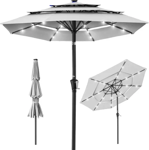 Miniatura 33 de Best Choice Products - Sombrilla solar de 10 pies de 3 niveles para patio, sombrilla de sol para exteriores, mercado, patio trasero, terraza, junto