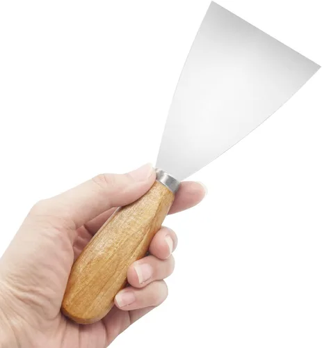 Miniatura 5 de Cuchillo de masilla, 2 raspadores de metal de 3 pulgadas, cuchillos de mango de madera para paneles de yeso, calcomanías, papel de pared, parches