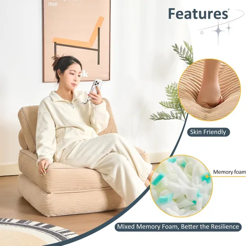 Miniatura 6 de Afuson Silla Cama Plegable, Sofá Cama Futón, Sofá de Piso para Adultos, Silla Cama para Sala de Estar, Sofá de Descanso, Sofá Cama Convertible
