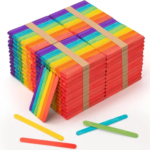 Miniatura 10 de WISYOK 120 palitos de paletas de colores prémium para manualidades, palitos de madera de colores de 4.5 pulgadas, palitos de helado, palitos