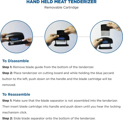 Miniatura 3 de Jaccard Ablandador de Carne de 45 Hojas, Simplemente Mejor Ablandador de Carne, Columnas de Acero Inoxidable/ Cartucho Removible, Aprobado por NSF