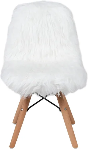 Miniatura 11 de Flash Furniture Silla de acento blanca para niños Shaggy Dog