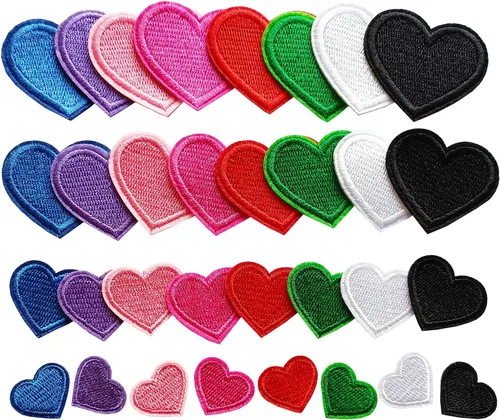 Miniatura 10 de 24 parches para planchar con corazón azul, parches bordados con corazón para ropa, chaquetas, sombreros, mochilas, jeans