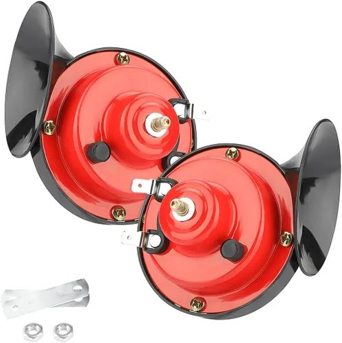 Miniatura 9 de 2 bocinas de tren súper ruidosas, caracol eléctrico de aire para automóvil, doble bocina, kit de repuesto de bocinas de aire impermeables de 12 V