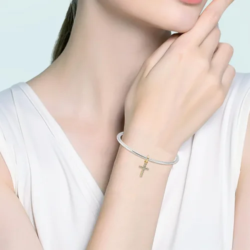 Miniatura 48 de Dijes de plata de ley 925 con diseño de oso dorado para mujer, pulseras y collares, regalos para familiares y amigos, 3 piezas/paquete