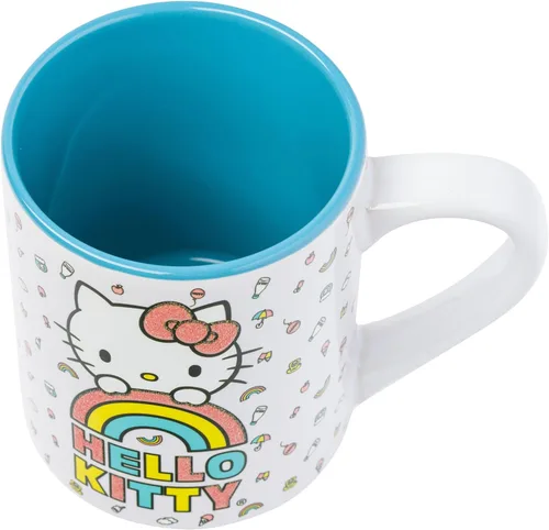 Miniatura 4 de Silver Buffalo Sanrio Hello Kitty - Taza de cerámica con purpurina arcoíris, 14 onzas