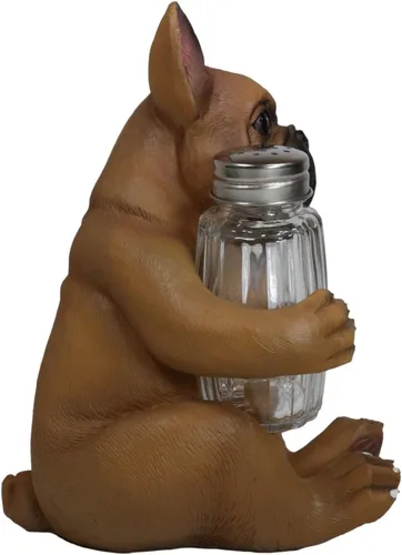 Miniatura 2 de Ebros Gift Adorable cervatillo francés Bulldog cachorro perro abrazando especias sal y pimienta juego de figuritas soporte de cocina decoración