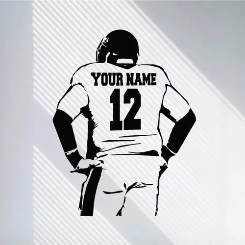 Calcomanía de pared personalizada de fútbol – Elige tu nombre – Números personalizados camisetas de jugador – Adhesivo decorativo para dormitorio de