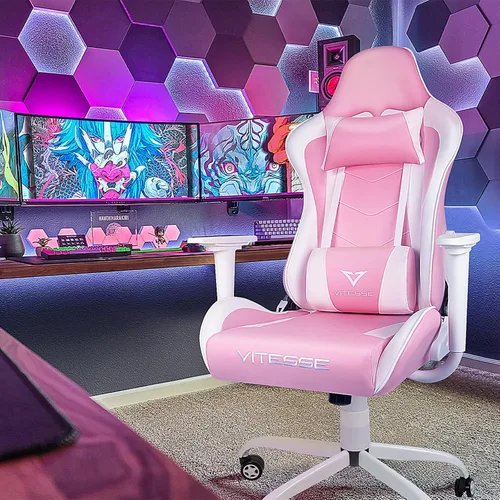 Miniatura 7 de Silla de juegos con respaldo alto para adolescentes, silla ergonómica de carreras, silla de escritorio para computadora con soporte lumbar de masaje