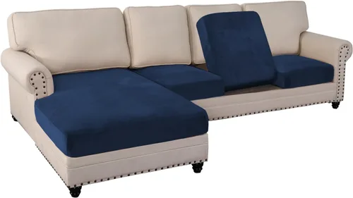 Miniatura 55 de PrinceDeco Funda marrón para muebles, 2 fundas de cojín elásticas de terciopelo para cojines individuales, aptas para mascotas, se mantiene en su