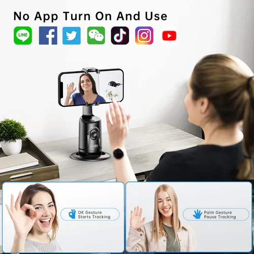Miniatura 5 de Soporte para teléfono de seguimiento automático, trípode de seguimiento facial, portátil todo en uno, palo inteligente para selfie con rotación