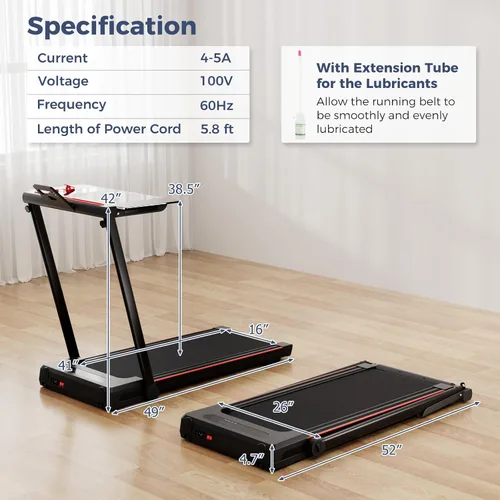 Miniatura 7 de GYMAX Cinta de correr con escritorio, caminadora 3 en 1 para debajo del escritorio, almohadilla para caminar con escritorio extraíble, monitor LED