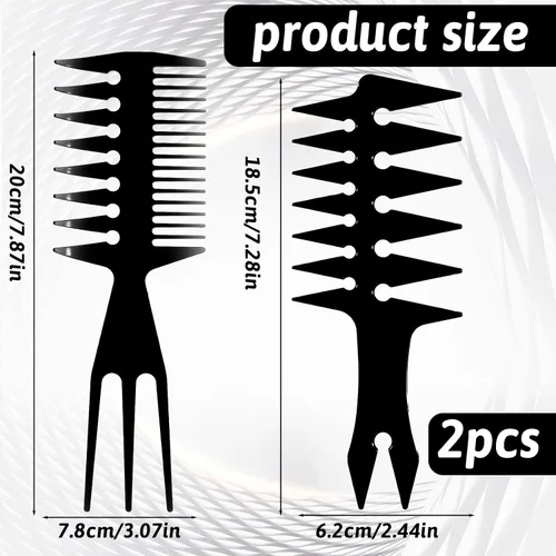 Miniatura 2 de 2 peines de textura para hombres de cabello de doble cara, peines de pelo de cabeza de aceite para salón profesional y peluquería, dos estilos