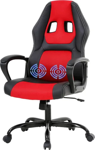 Miniatura 8 de HHS Silla reclinable de oficina para adultos, respaldo alto, de cuero, escritorio, juegos, carreras, ejecutiva, ergonómica, ajustable, giratoria