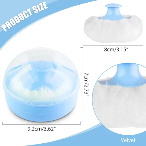 Miniatura 2 de WLLHYF Soplo cosmético para el cuerpo del bebé, cara grande, esponjoso, suave, cuerpo suelto con estuche para bebé, niño, adulto, baño, viajes Azul